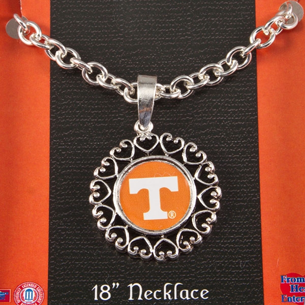 Wholesale university Tennessee silver chain necklace logo center circle framed c