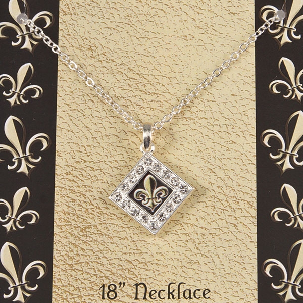 Wholesale orleans Saints silver inch chain necklace diamond logo center framed
