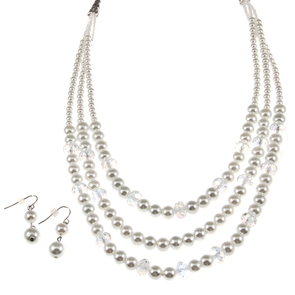 Wholesale pearl bead necklace earring set measuring inches