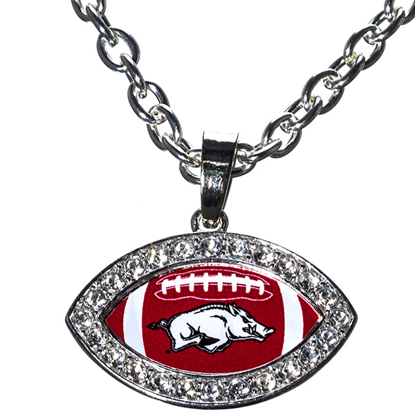 Wholesale arkansas silver chain necklace inches lenght football crystal rhinesto