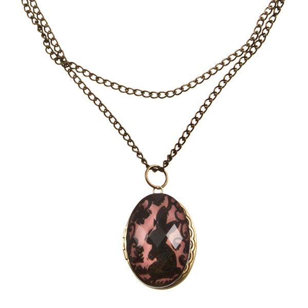 Wholesale inch gold chain necklace black pink silhouette simulated gemstone loc
