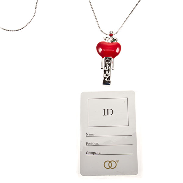 Wholesale silver chain ID holder red heart ID card