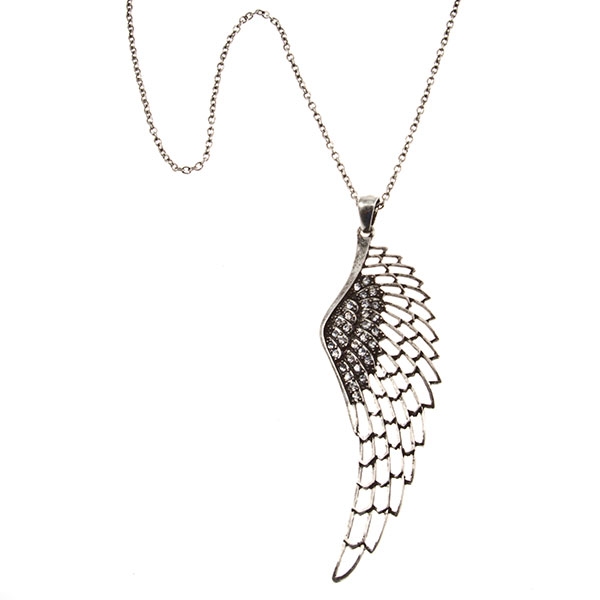 Wholesale silver chain wing pendant crystal rhinestones