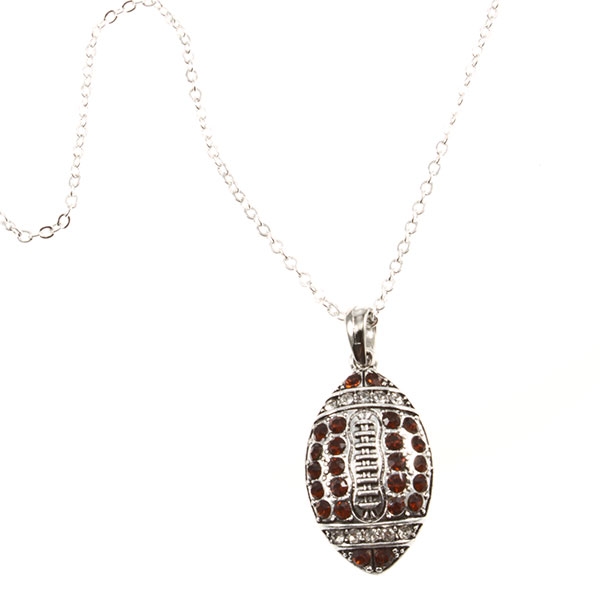 Wholesale inch silver necklace football ruby rhinestones
