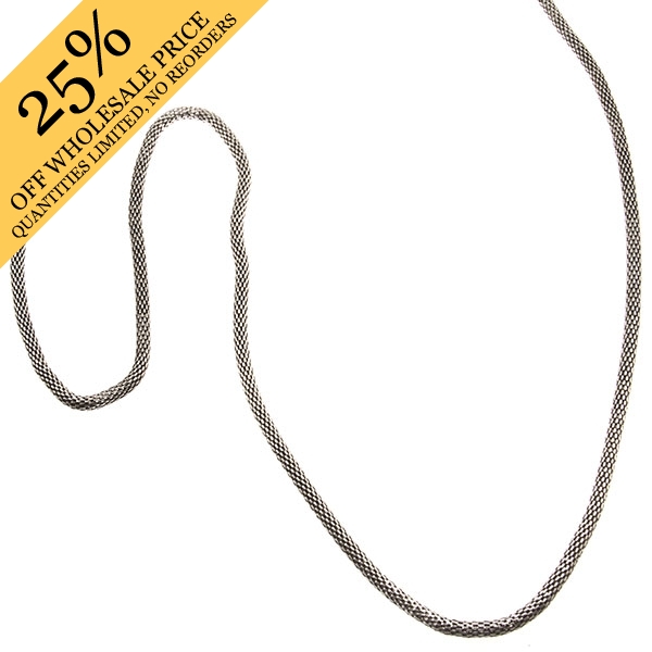 Wholesale brushed silver inch mesh chain