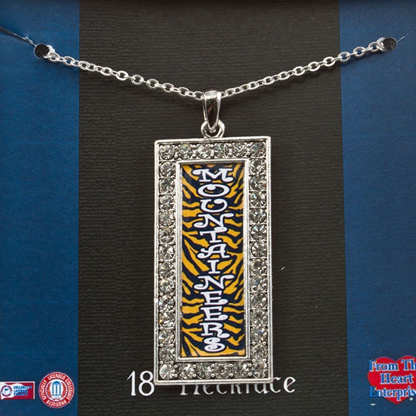 Wholesale silver toned inch necklace blue yellow zebra print Mountaineers pendan