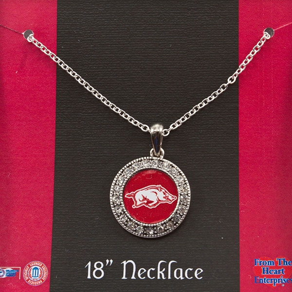 Wholesale inch silver toned Arkansas necklace crystal rhinestones surrounding l