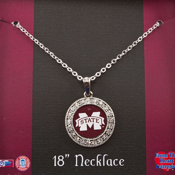 Wholesale inch silver toned Mississippi State necklace crystal rhinestones surr