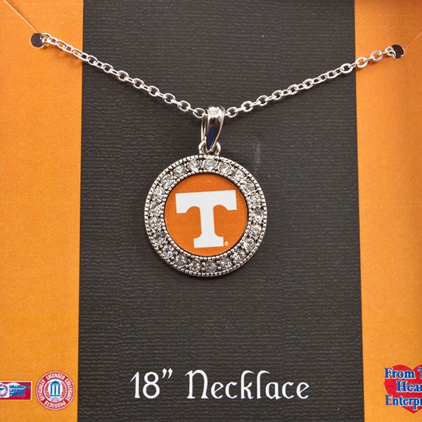 Wholesale inch silver toned Tennessee necklace crystal rhinestones surrounding