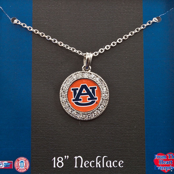 Wholesale inch silver toned Auburn University necklace crystal rhinestones surr