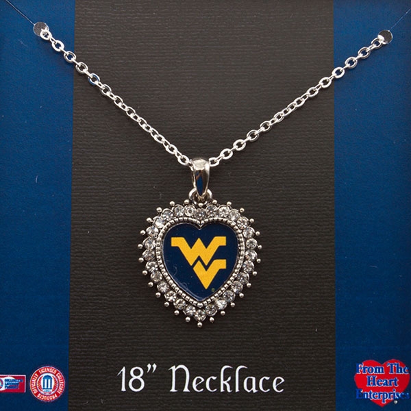 Wholesale inch Silver toned necklace crystal rhinestones surrounding heart West