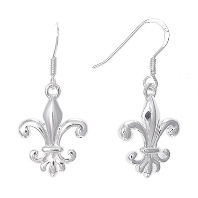 Wholesale sterling Silver Fleur De Le Earrings Ear Wires Approx L W