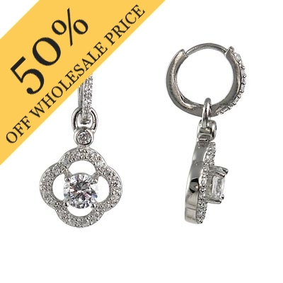 Wholesale sterling Silver Huggie Earrings Prong Set mm Clear Round CZ Cubic Zirc