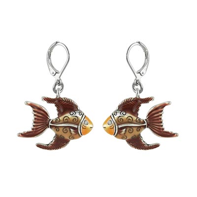Wholesale lead Nickel Safe Fish Fashion Earrings Polished Silver Colorful Enamel