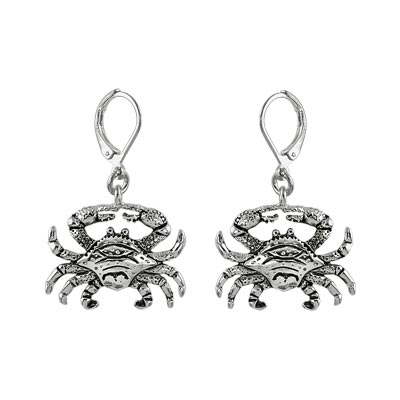 Wholesale lead Nickel Safe Crab Fashion Earrings Polished Silver Black Hypoaller