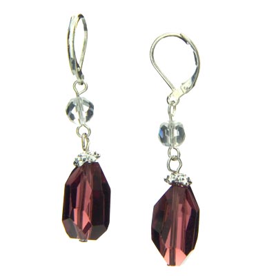 Wholesale matches Necklace Plum Colored Stones Clear Round Faceted Smaller Stone