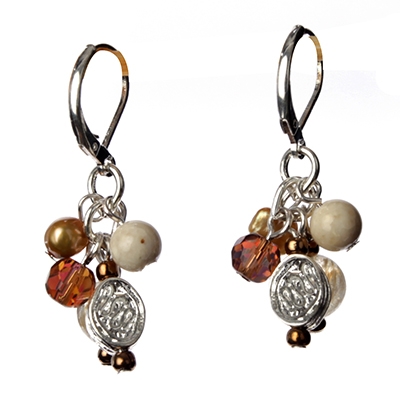 Wholesale genuine Semi precious Stone Quartz Silver Beads Polished Silver Earrin