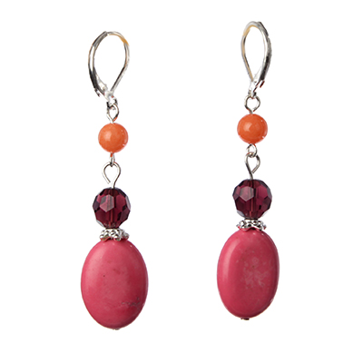 Wholesale genuine Semi precious Stone Pink Orange Brown Crystalline Silver Accen