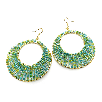 Wholesale oval Polished Gold Earring Small Teal Turquoise Beads Lead Compliant E