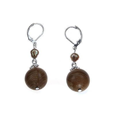 Wholesale genuine Stone Brown Quartz Beads Glass Pearls Polished Silver Clasp Ea