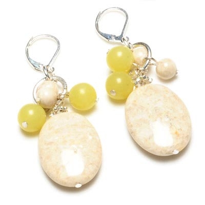Wholesale genuine Semi Precious Stone Quartz Glass Designs Silver Clasp Earrings