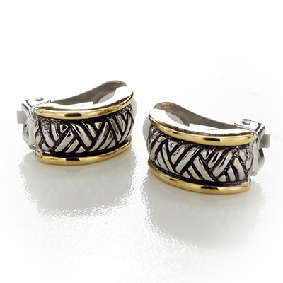 Wholesale polished Silver Gold Weave Pattern Clip Earrings Matches Necklace Earr