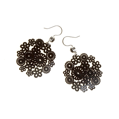 Wholesale matte Hematite Filigree Metal Earrings Lead Compliant