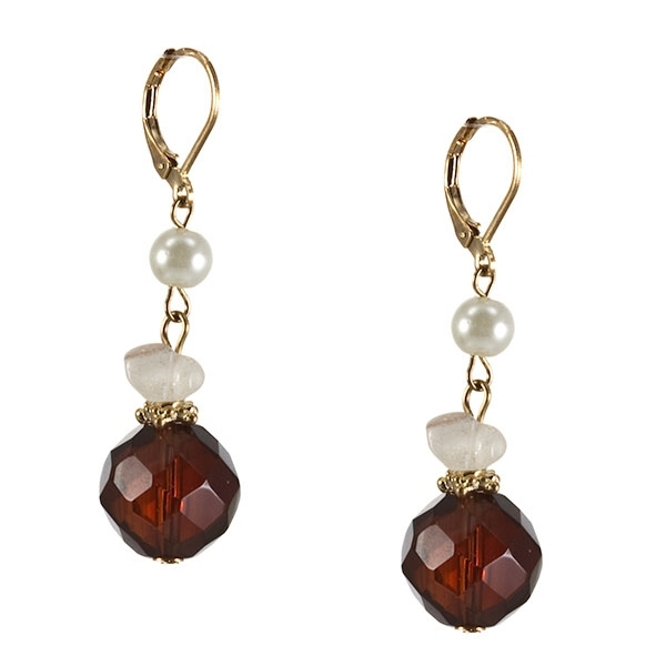 Wholesale genuine Stone Quartz Brown Faceted Crystalline White Glass Pearl Desig