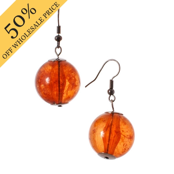 Wholesale dark Amber Crystalline Balls Dark Silver Earrings Lead Compliant Earri