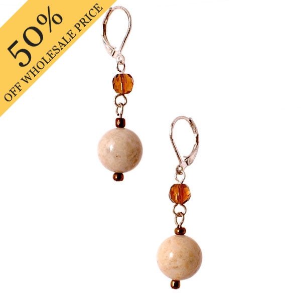 Wholesale genuine Semi precious Stone Light Brown Beige Designs Brown Crystallin