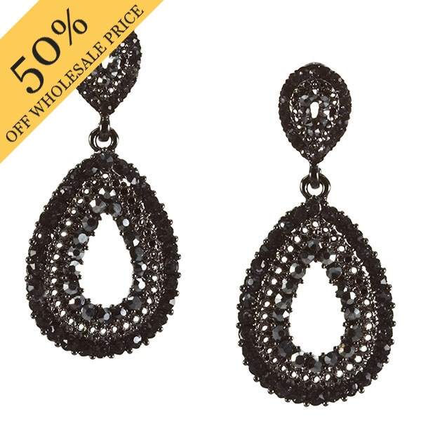 Wholesale smokey gray rhinestone teardrop earrings dangling inches Judson s whol