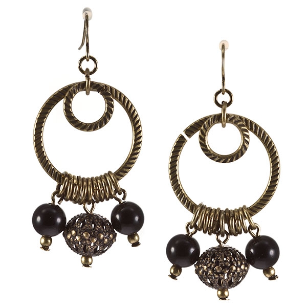 Wholesale antique gold braided metal earrings drop beads french wires Judson s w