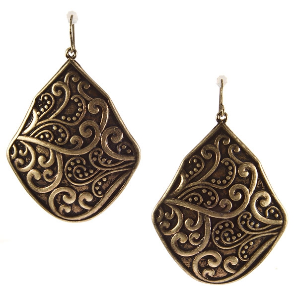 Wholesale bas relief gold earrings measuring inch