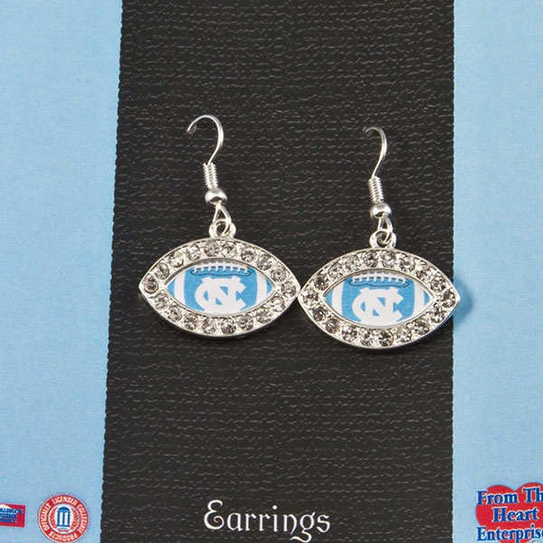 Wholesale north Carolina collegiate earrings football edged crystal rhinestones