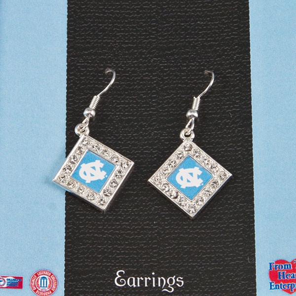 Wholesale university North Carolina silver earrings diamond logo center framed c