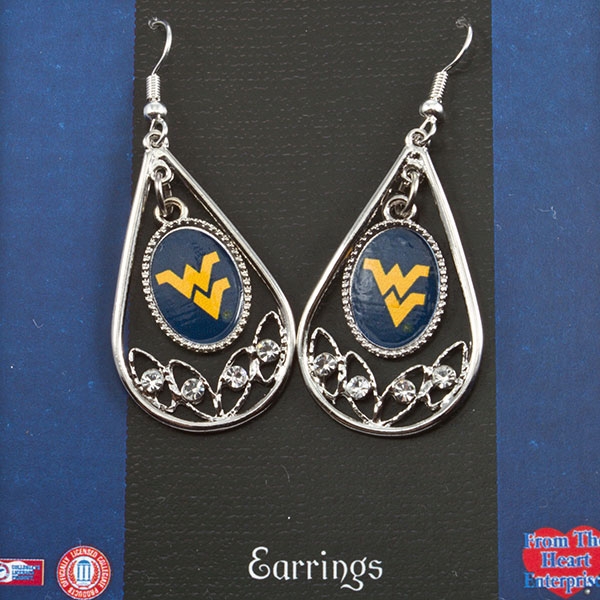 Wholesale inch silver toned teardrop earrings floral dangling oval licensed Wes