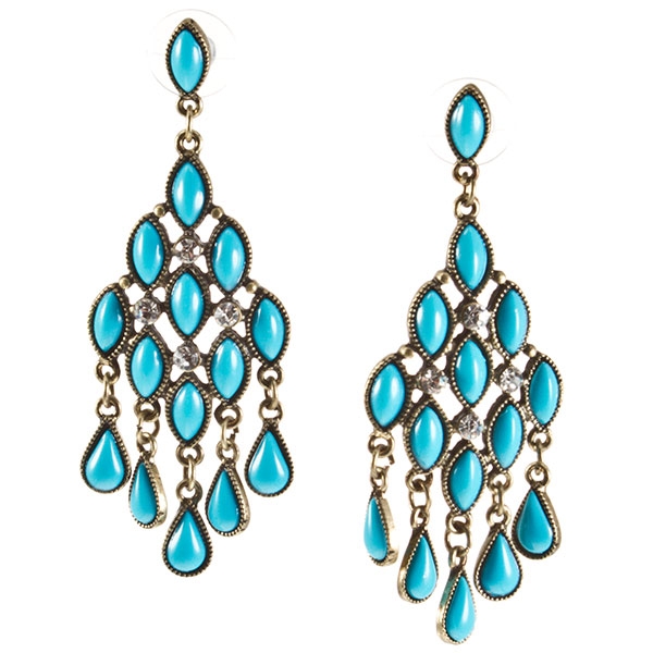 Wholesale chandelier earrings turquoise cabachons