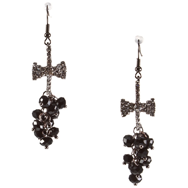 Wholesale silver dangling earrings assorted smokey faceted beads
