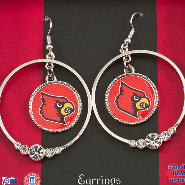 Wholesale silver hoop earrings clusters rhinestones center University Louisville