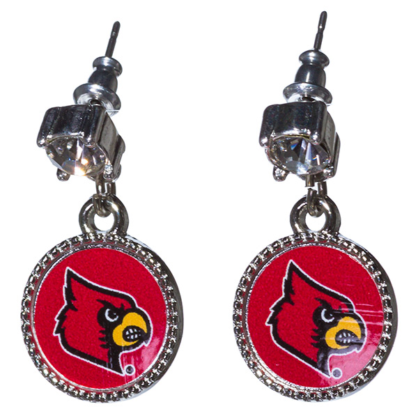 Wholesale silver medallion earrings University Louisville KY logos