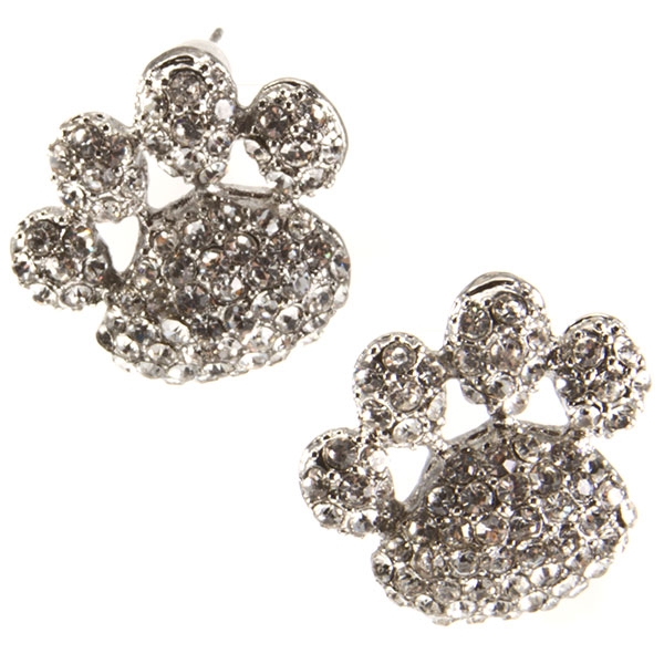 Wholesale crystal rhinestone paw print earrings