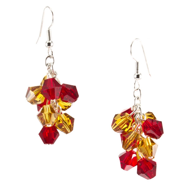 Wholesale silver fishhook earrings dangling gold red beads