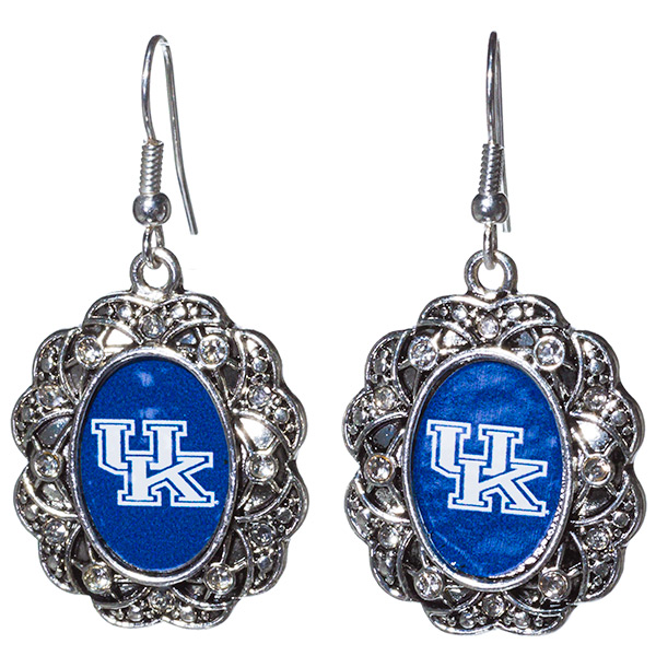 Wholesale kentucky inspired silver toned fishhook earrings