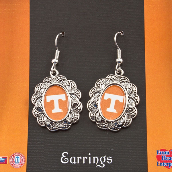 Wholesale tennessee inspired silver toned fishhook earrings