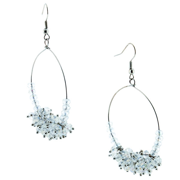 Wholesale silver approx inch hoop earrings crystal beads