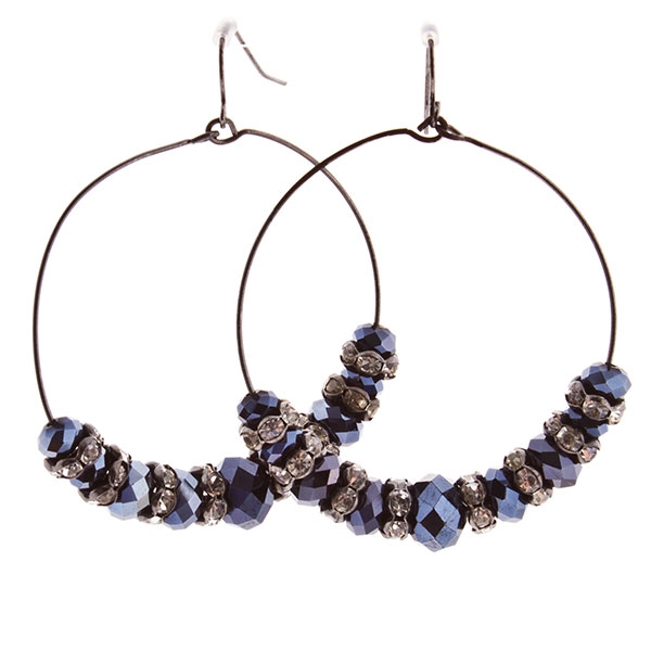 Wholesale gold hoop earrings clusters faceted smokey beads crystal rhinestones i