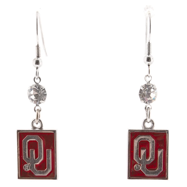 Wholesale add Gameday accessories cute earrings polished silver OU logo pendant