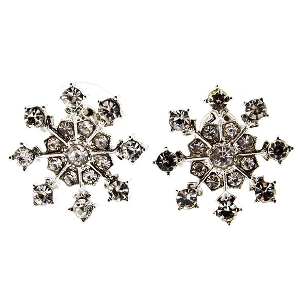 Wholesale inch silver snowflake earrings crystal rhinestones