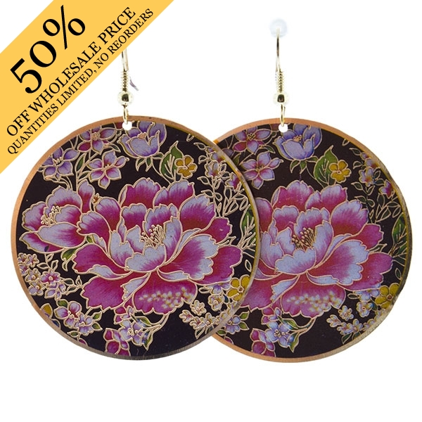 Wholesale earrings floral garden black gold accents