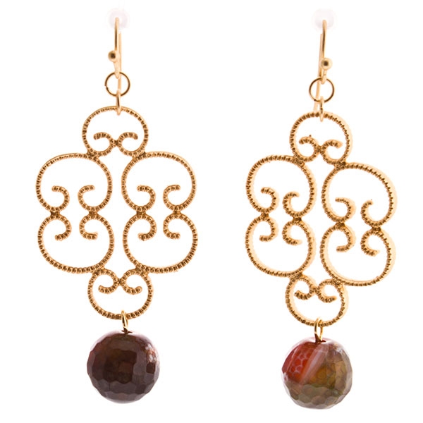Wholesale filigree earring green agate stone approx
